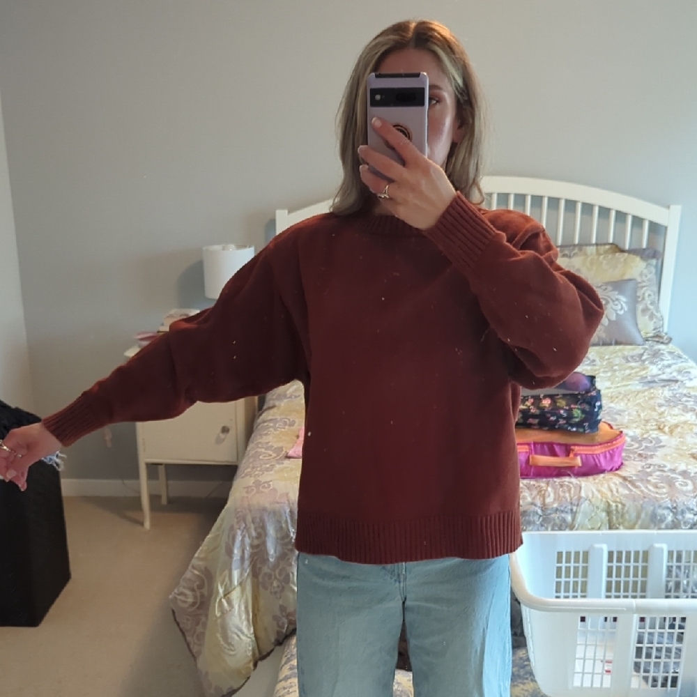 Crew Neck Rust Brown Women's Sweater
